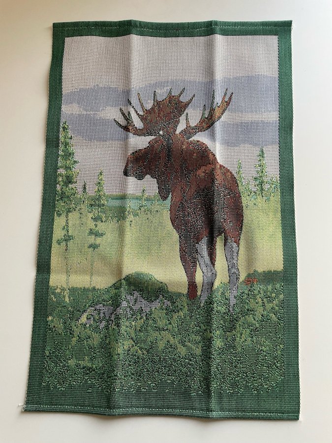 Handduk kökshandduk älg Moose Linneväveriet Ekelund inredning kök retro