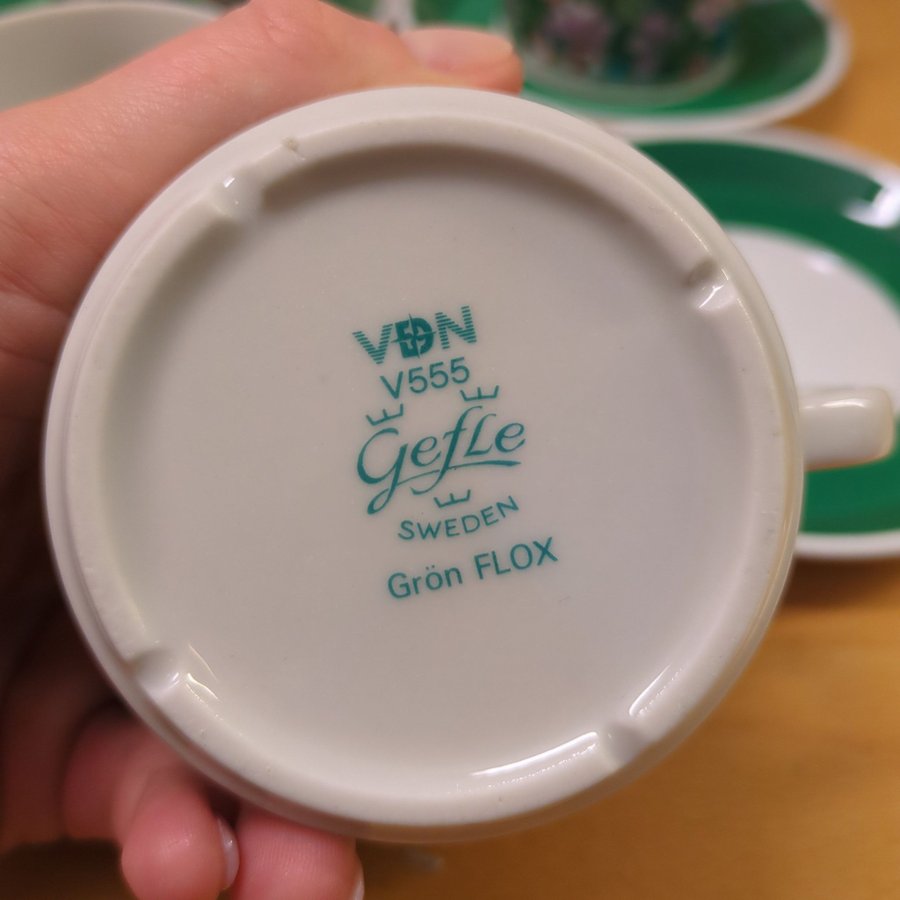 Gefle Grön Flox Kaffekoppar  Underlägg