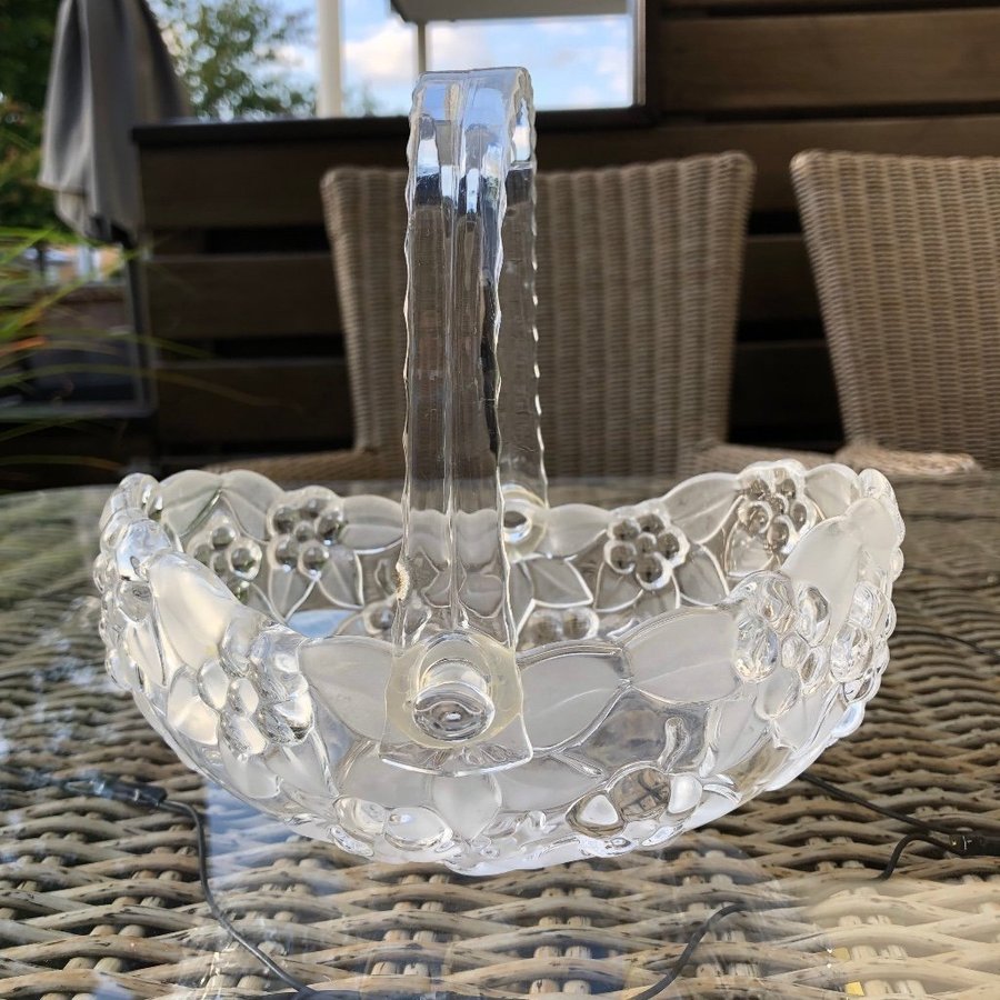 Walther Glass oval crystal bowl basket with acrylic handle