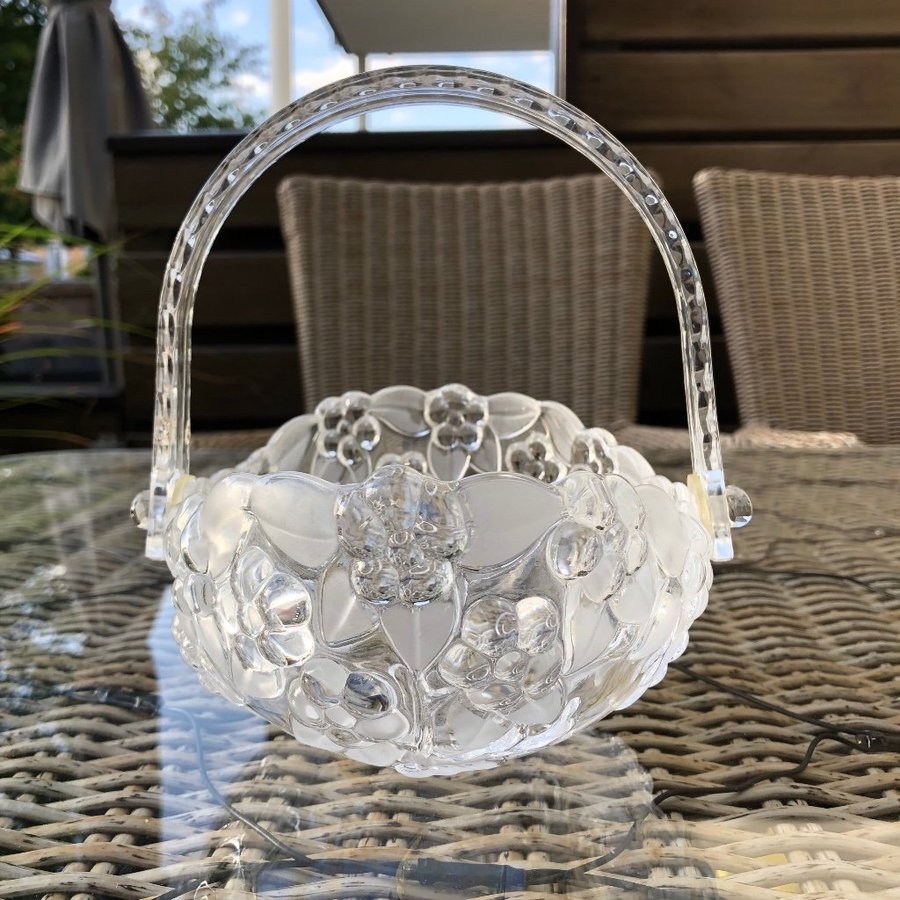 Walther Glass oval crystal bowl basket with acrylic handle