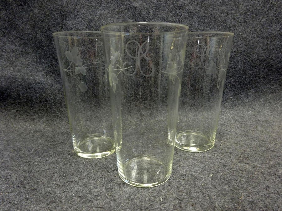 3 st Dricksglas SELTERGLAS etsad dekor