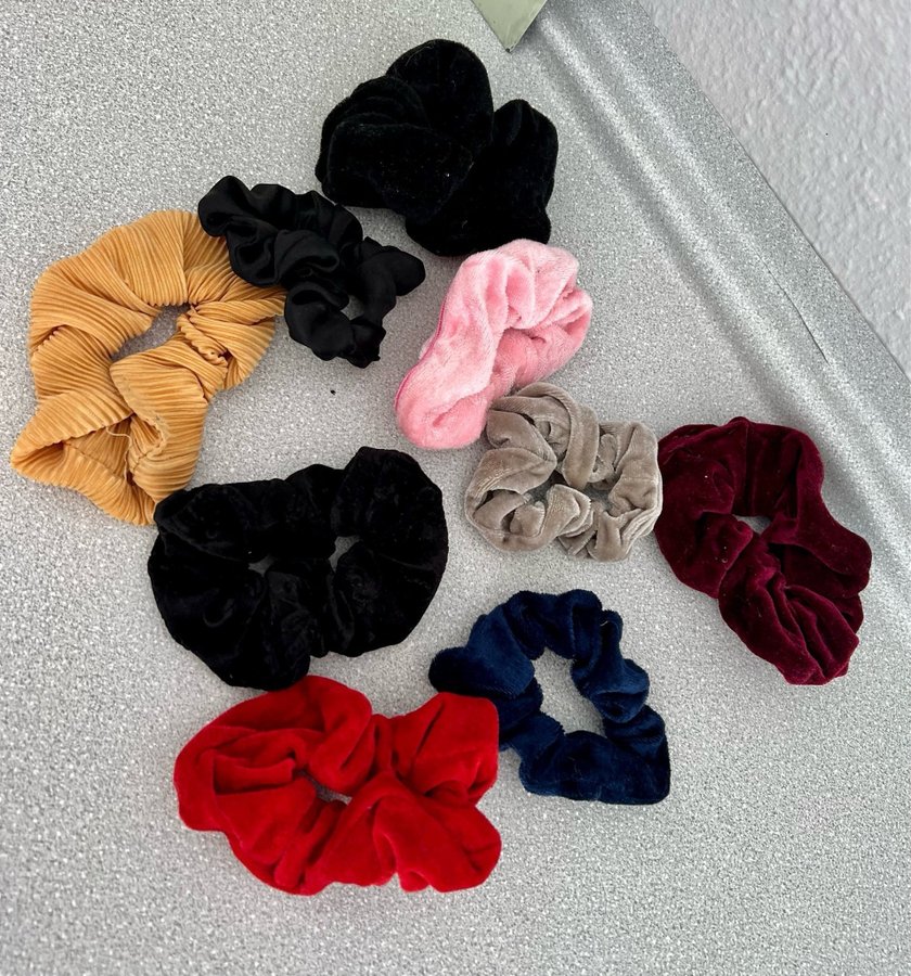 Scrunchies Scrunchie Hårband Hårsnodd gummiband 9st!