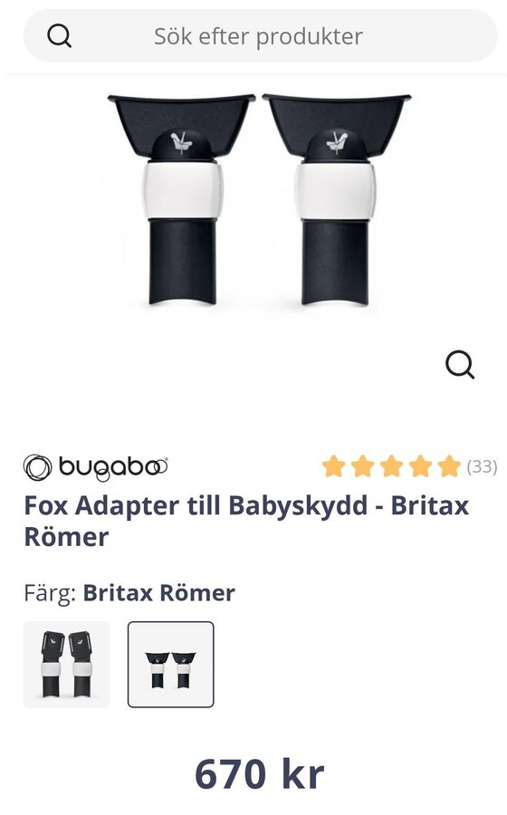 Bugaboo Fox Adapter till Britax Römer Babyskydd