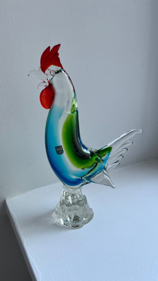 Murano Glas Tupp original märkning dekoration fågel