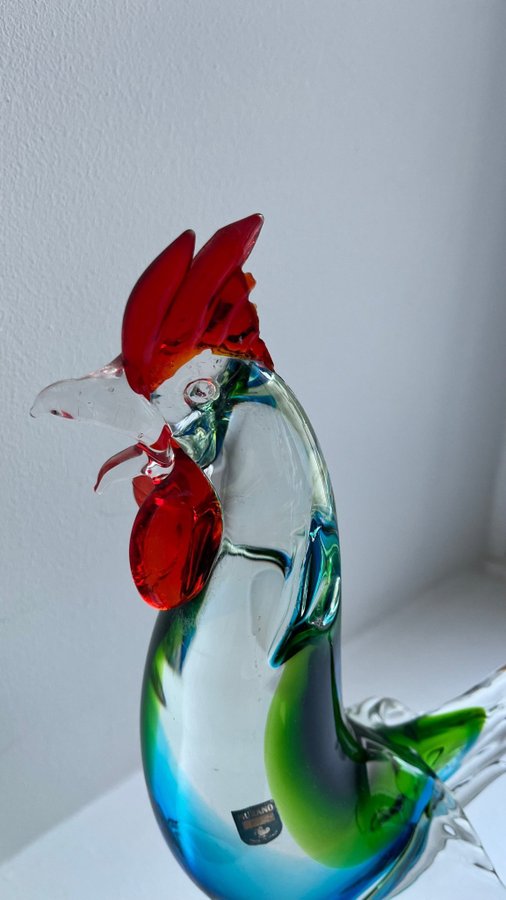 Murano Glas Tupp original märkning dekoration fågel