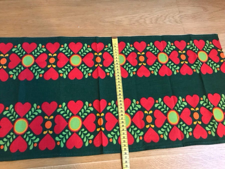 Duk med hjärtan Julduk löpare retro vintage sy textil