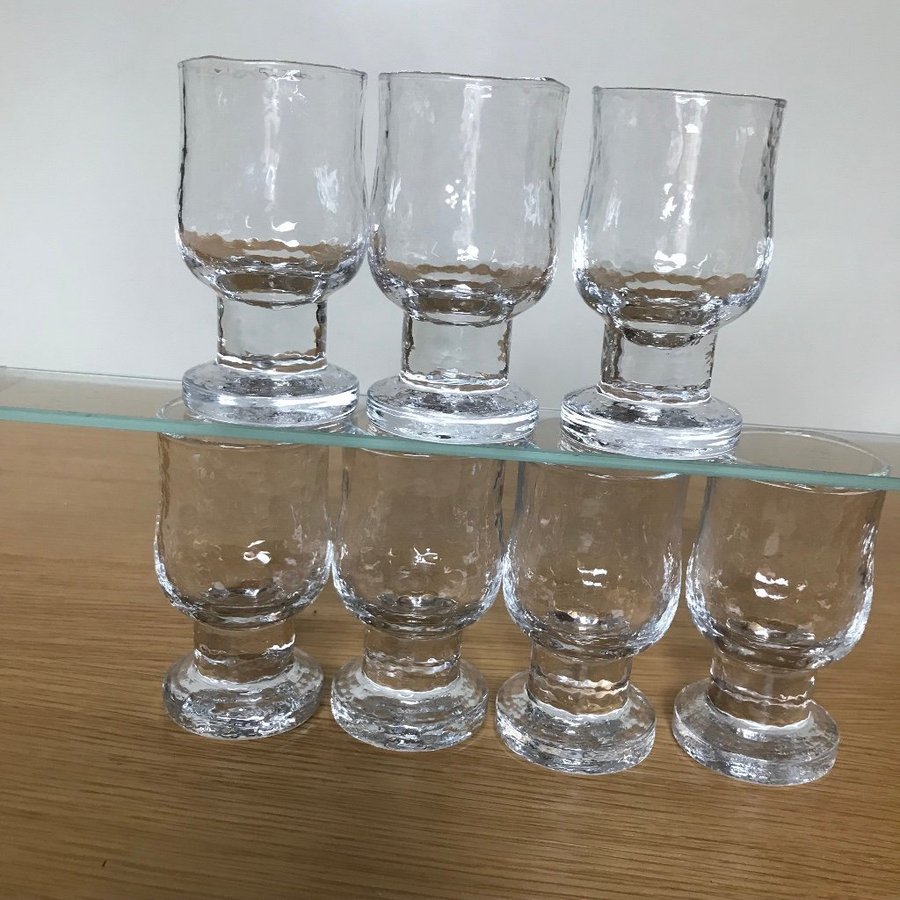 7 PUKEBERG GLAS "RONDOLA” UNO WESTERBERG SHOTGLAS / SNAPSGLAS