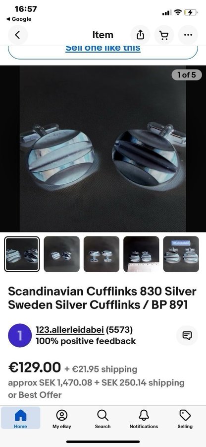 Ett par silver manschettknapparna Skandinaviska troligen Danmark