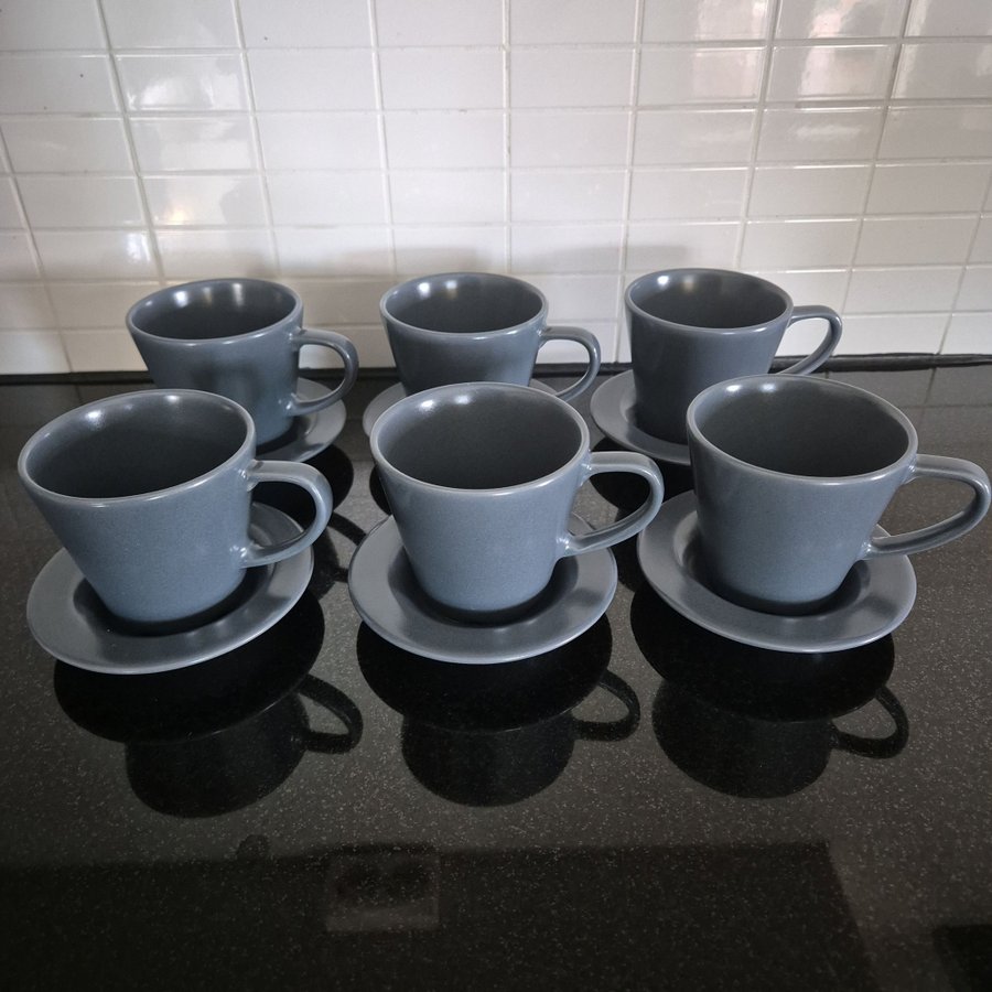 IKEA Retro 6st kaffekoppar med fat