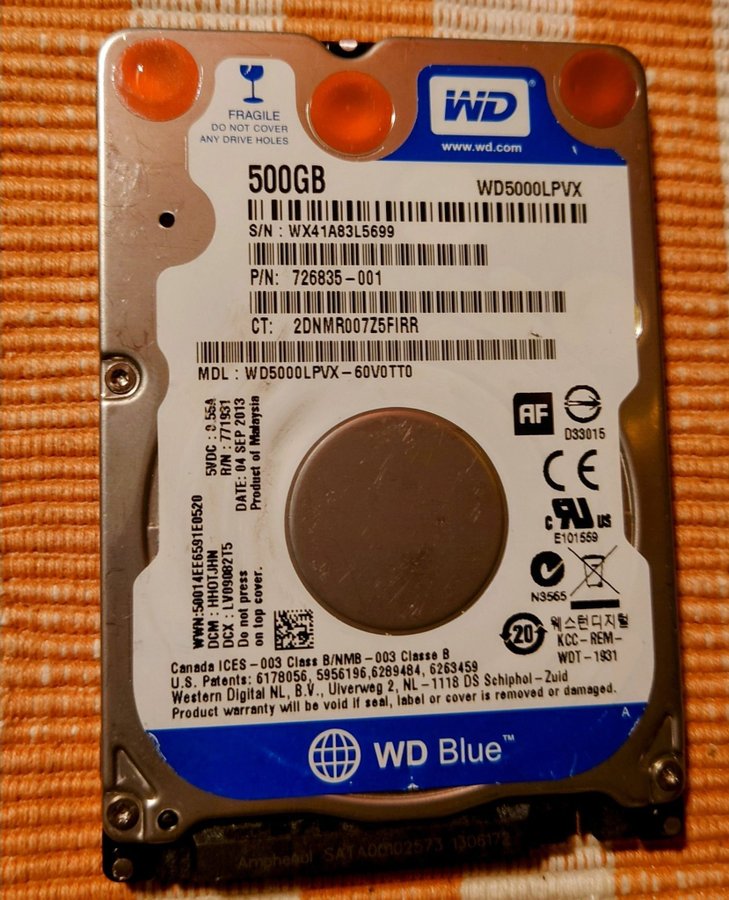 Western Digital 2,5" SATA 500GB Internal