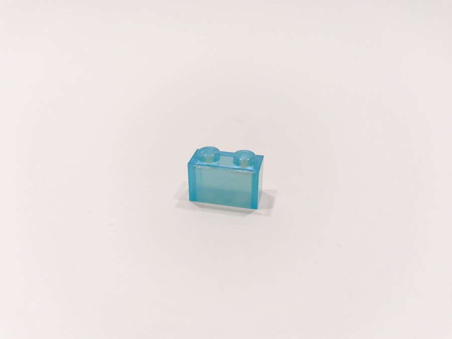 Lego - transparent - brick - 1x2 - part 3065 - satin light blue