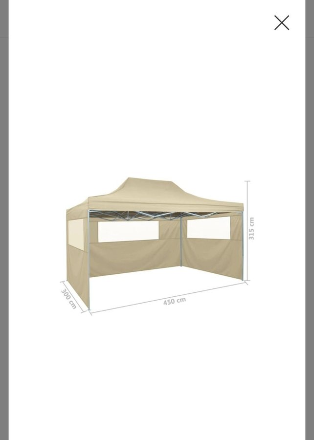 Hopfällbart Tält med 3 Väggar 3x4,5 m