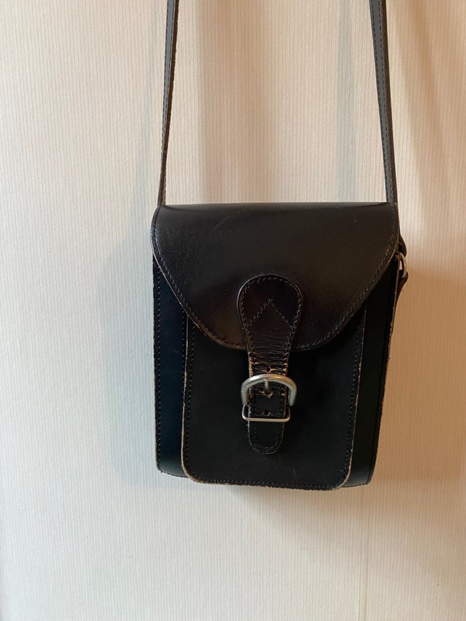 Vintage Retro svart läderväska handväska crossbody bag