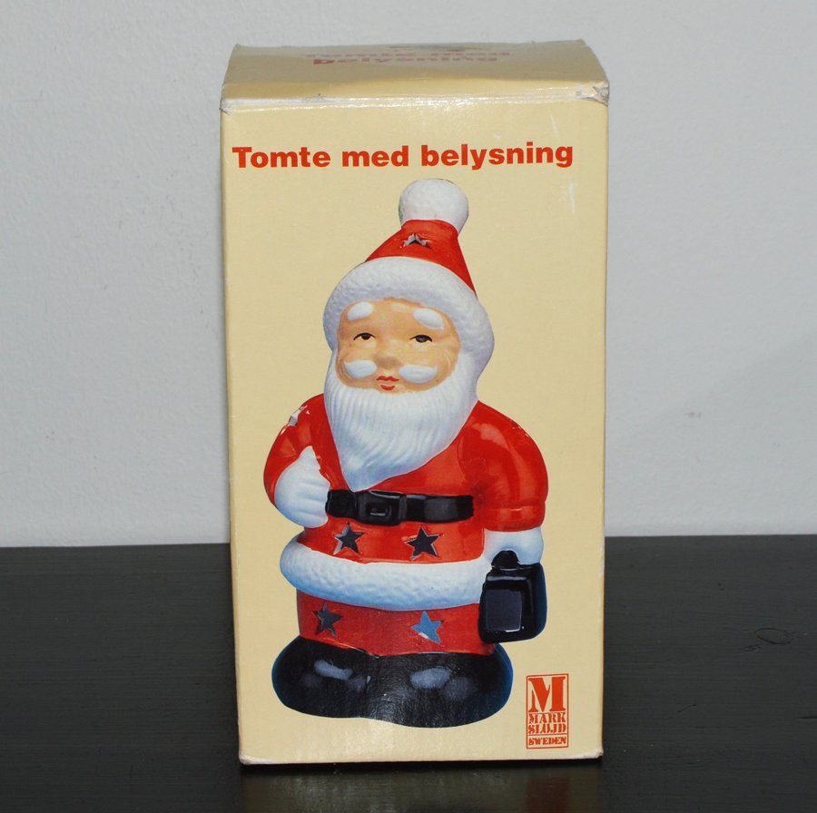 MARKSLÖJD SWEDEN TOMTE MED BELYSNING KERAMIK 90-TAL - LAMPA JUL JULDEKORATION