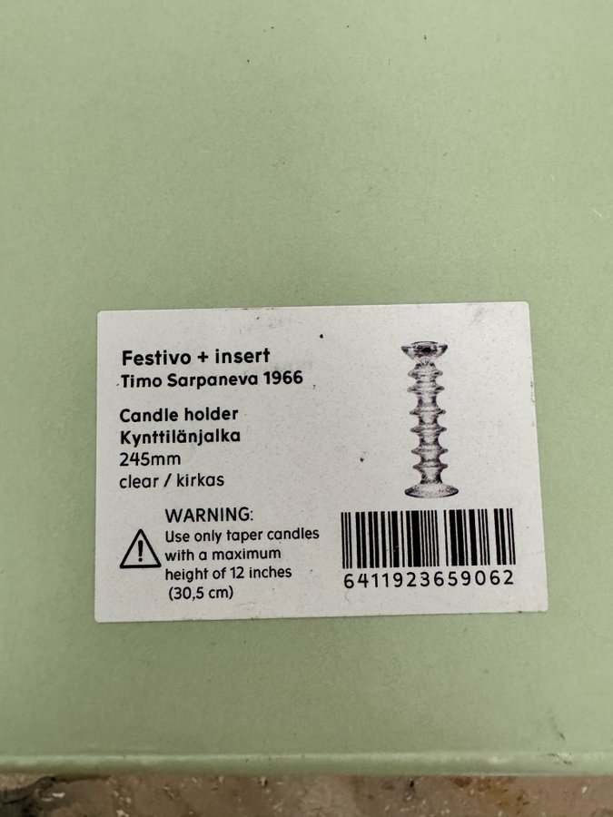 Iittala Festivo Timo Sarpaneva Ljusstake 6 ringar Ettikettmärkt 50-tal 60 Retro