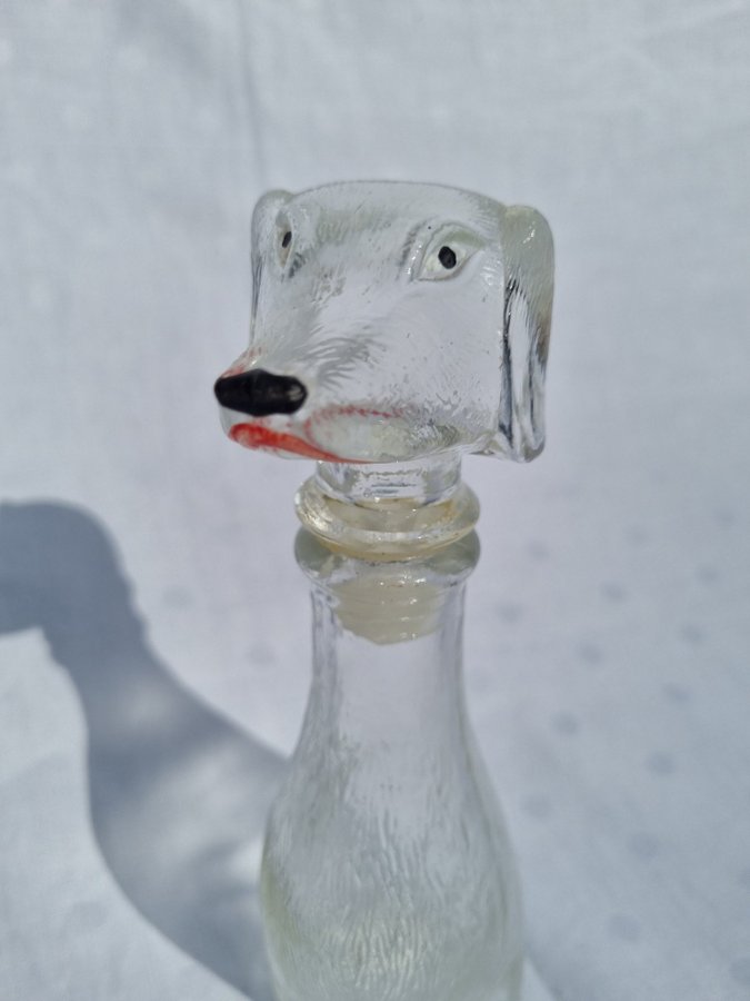 Dachshund-shaped carafe Verrerie d'Empoli Italy 1960 - Hundkaraff Hund