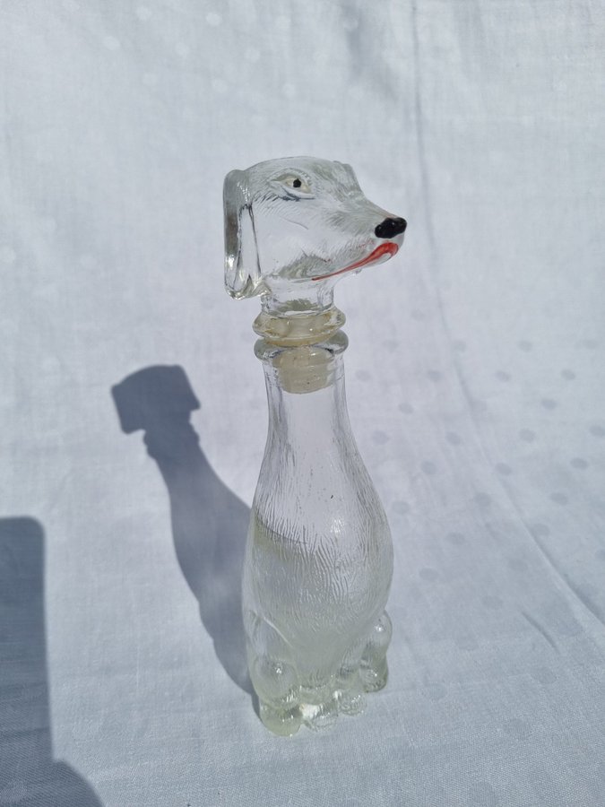 Dachshund-shaped carafe Verrerie d'Empoli Italy 1960 - Hundkaraff Hund