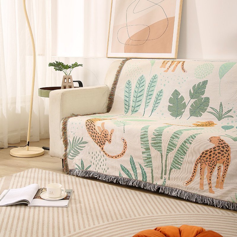 Plant Leopard Hotel homestay sofa blanket decoration tapestry carpet,130*160cm