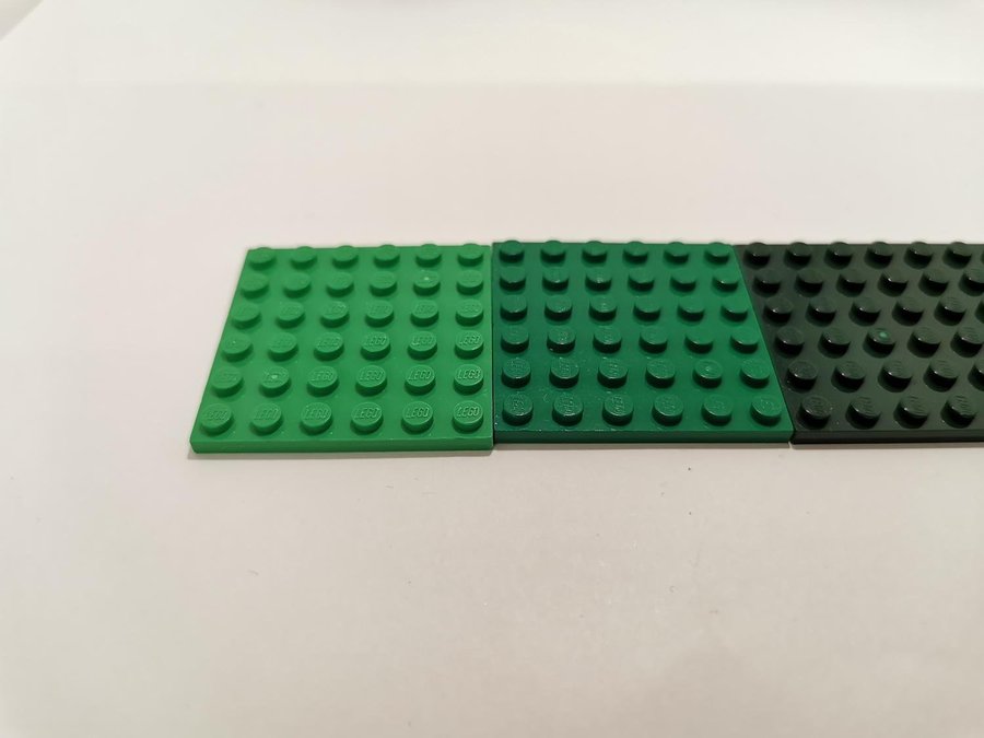 Lego - platta - plate - 6x6 - part 3958 - ljusgrön