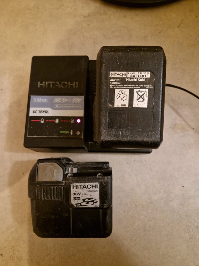 Hitachi 36V Batteri  Laddare