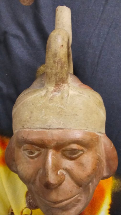 A Moche Stirrup Spout Portrait Vessel. c. 250 - 500 AD