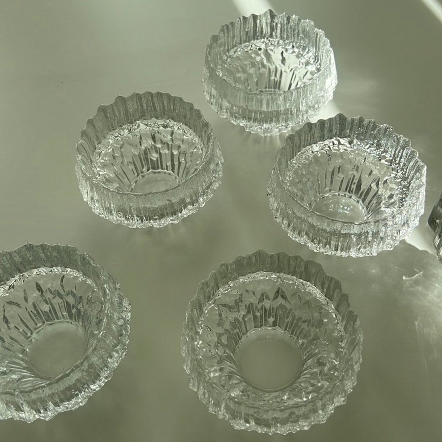 Iittala set 6 delar -Tapio Wirkkala - stor vas - 5 ljuslyktor.