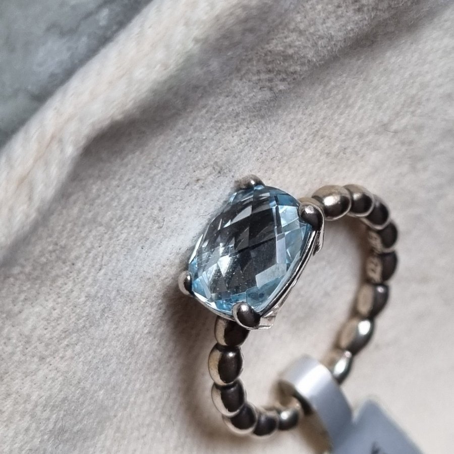 PANDORA RING SILVER 925 Blå topas. NYTT