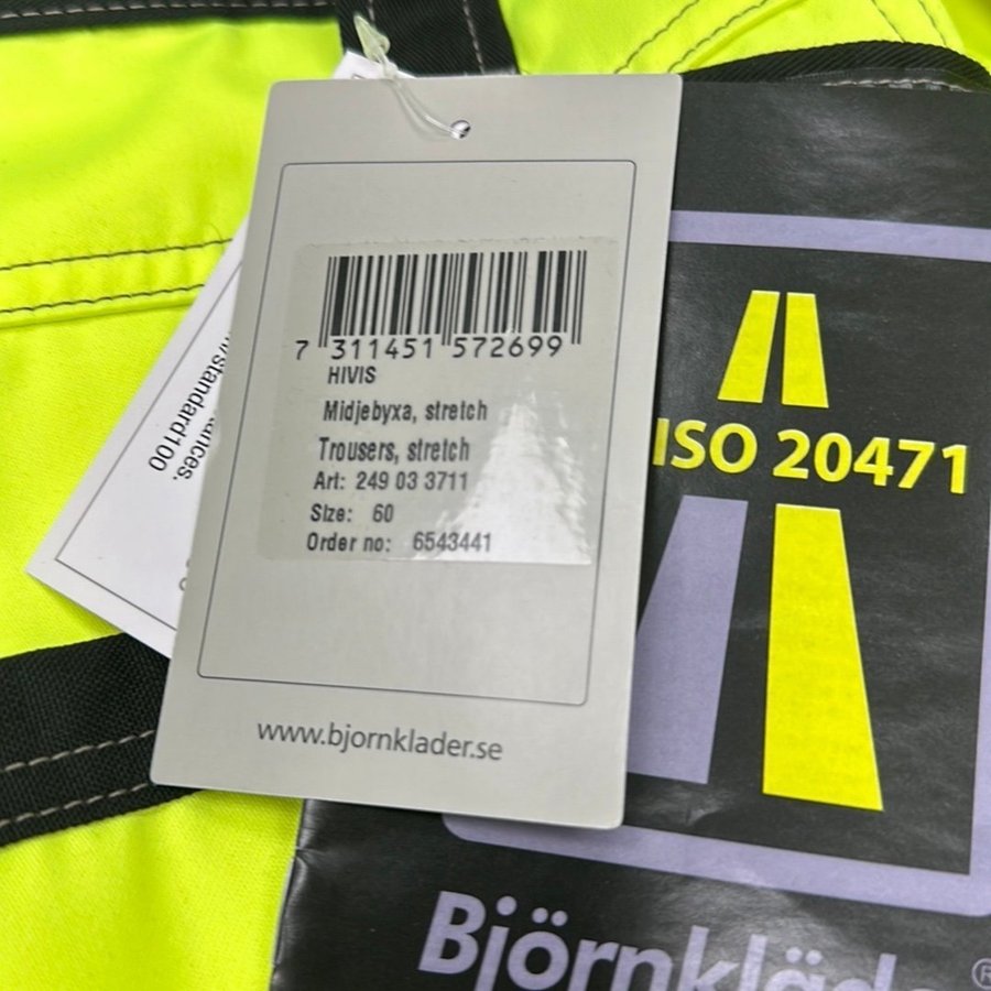 Björnkläder 249033711 HiVis gul byxa, storlek C60