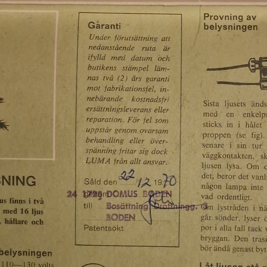 Luma julgransbelysning från 1970