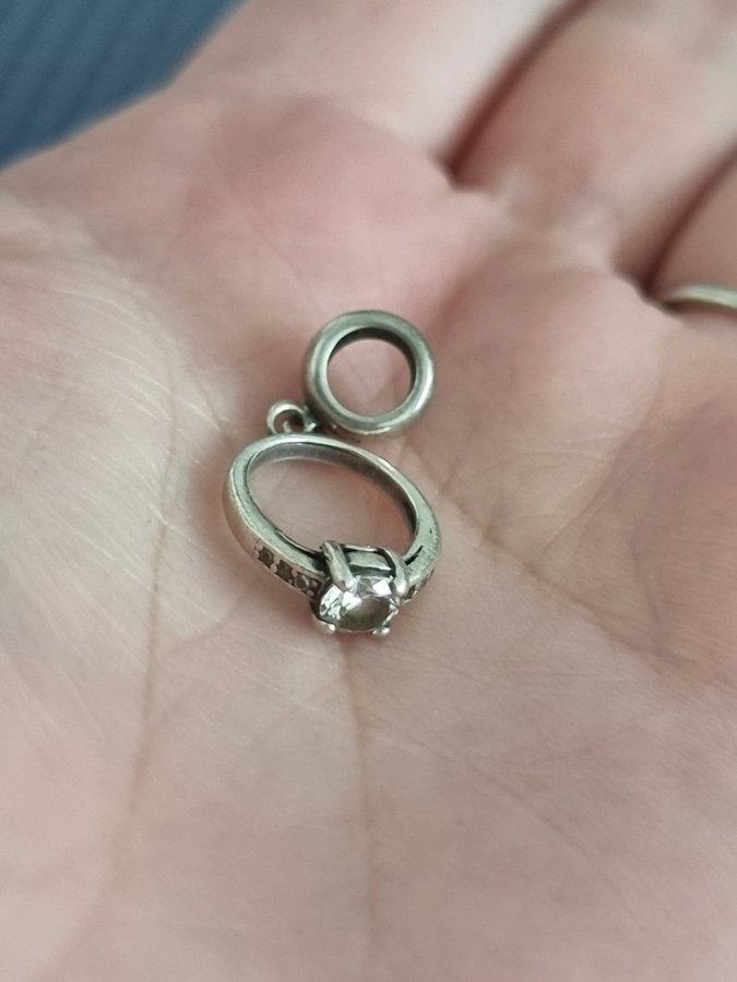 Silver engagement ring charm