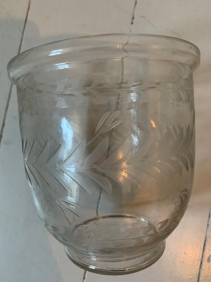 Ytterfoder kruka skål i graverat glas Retro