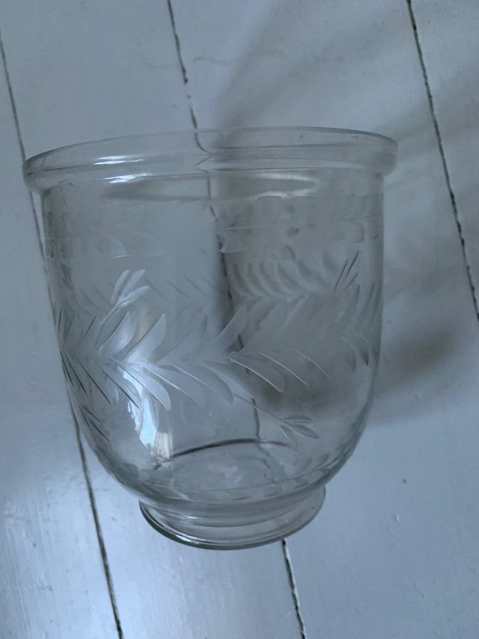 Ytterfoder kruka skål i graverat glas Retro