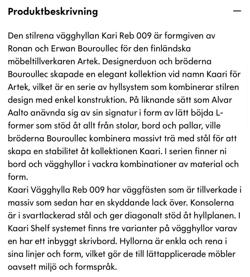 Artek Kaari Vägghylla (5st hyllplan)