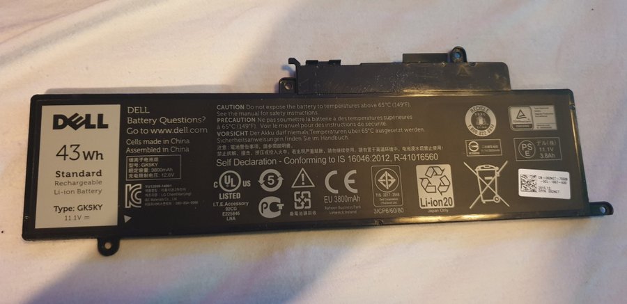 Dell Laptop Batteri 43Wh (satt i en dell p20T)