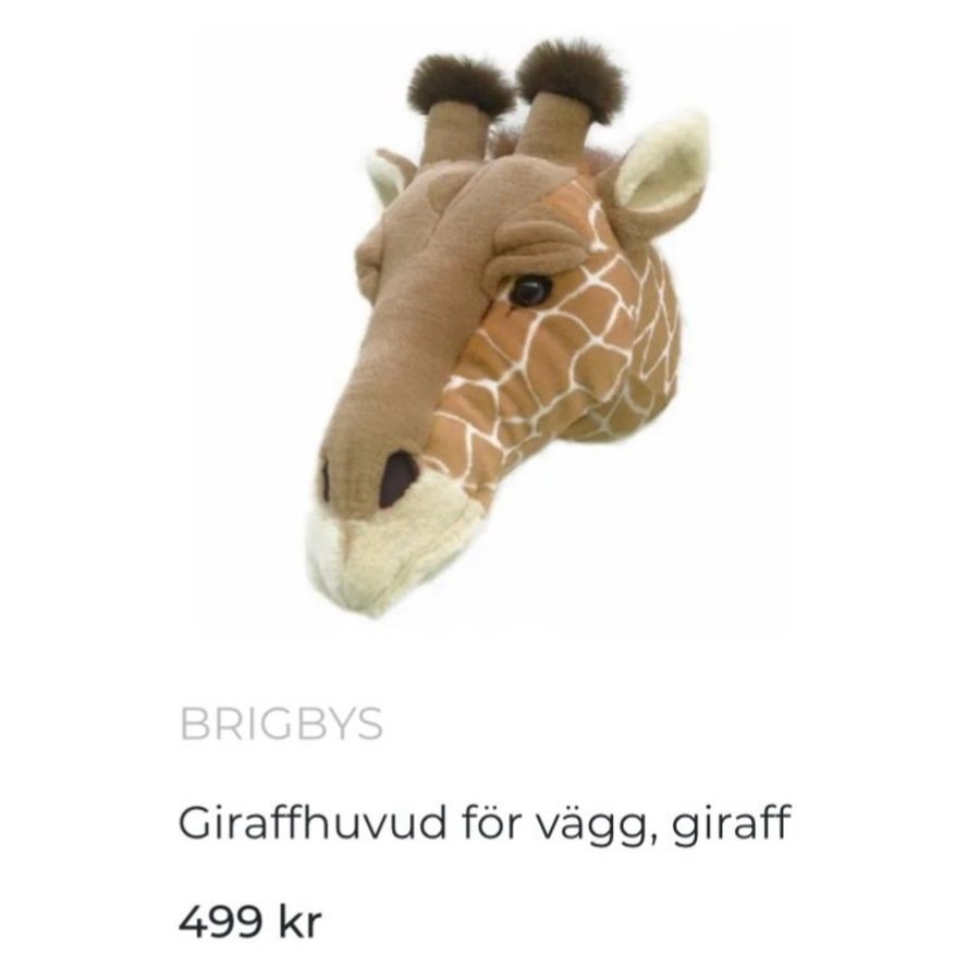 Brigbys Giraffhuvud för vägg • djurhuvud • barnrum • barnrumsinredning • giraff