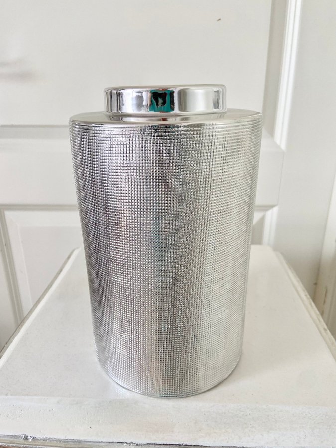 Vas 22,5 cm Silver Cylinder Blank ZARA HOME Struktur mönster