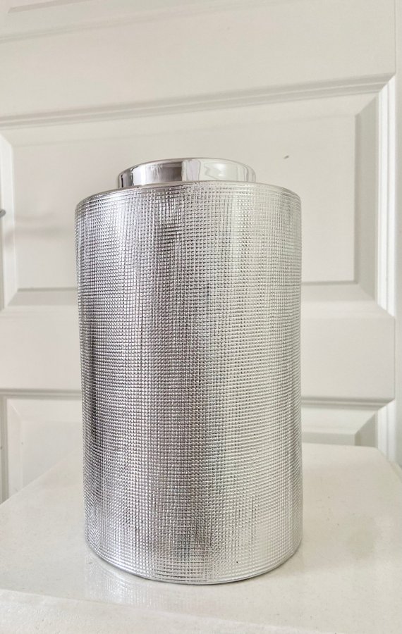 Vas 22,5 cm Silver Cylinder Blank ZARA HOME Struktur mönster