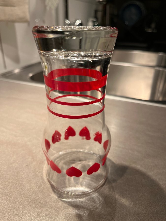 Glas med hjärtan, vintage.