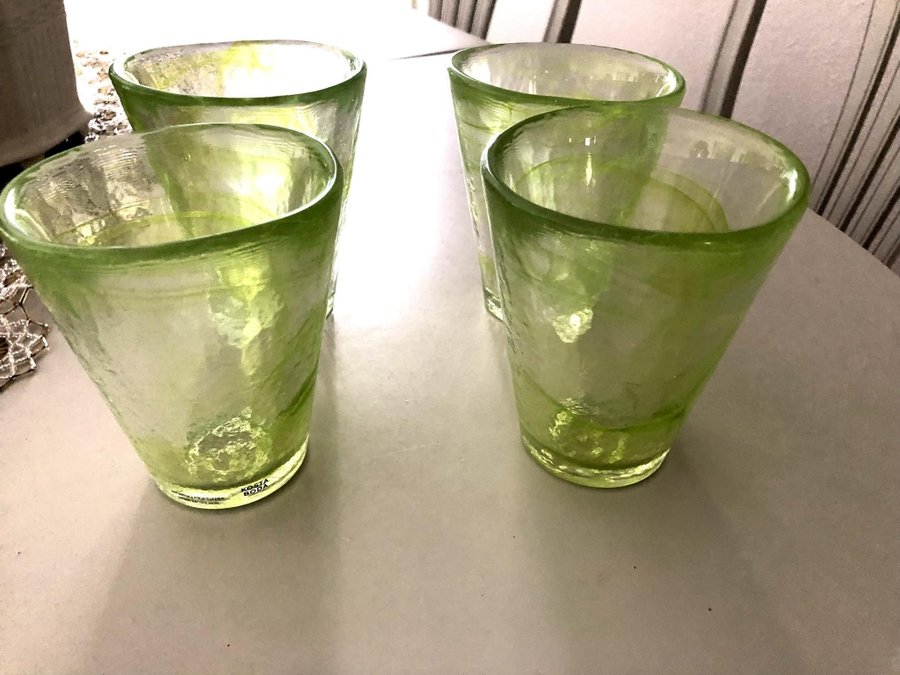 4 Mine glas tumblers mintgröna Ulrica Hydman Vallien Kosta Boda