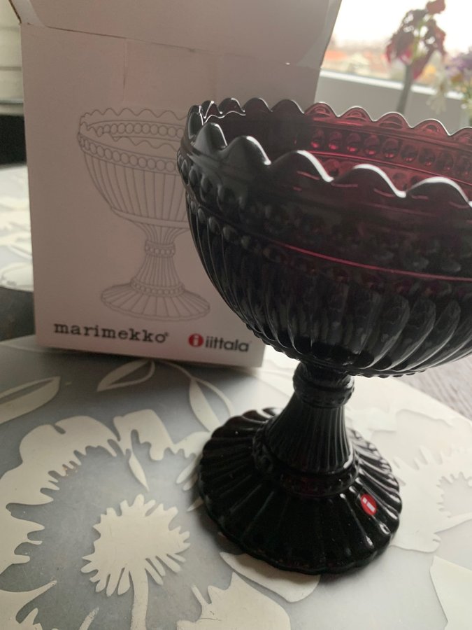 Marimekko Iittala Mariskooli Skål plommon Etikettmärkt