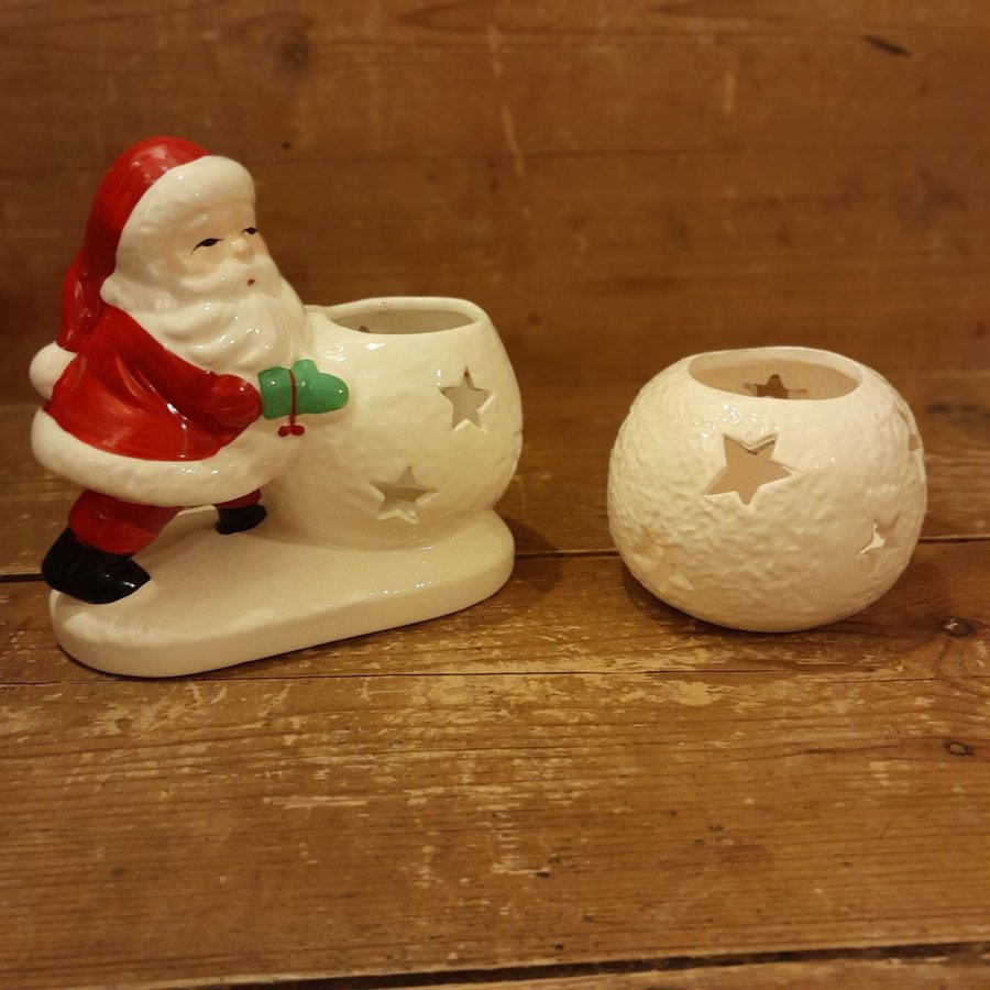 Jultomte ljuslykta med Snöboll + Ljuslykta Snöboll