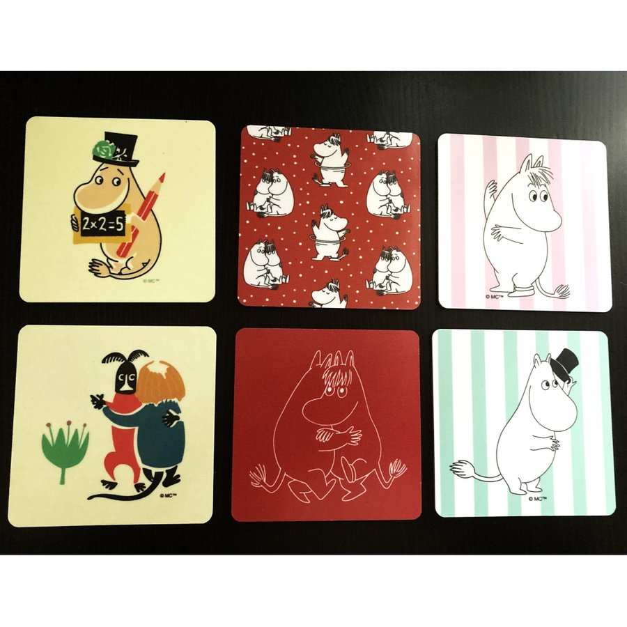 6 st Mumin glasunderlägg, Moomin, Tove Jansson, Optodesign, coaster,