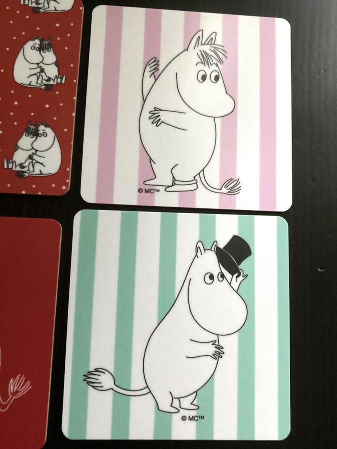 6 st Mumin glasunderlägg, Moomin, Tove Jansson, Optodesign, coaster,