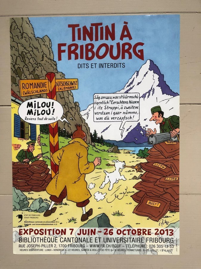 Tintin poster: Tintin i Fribourg