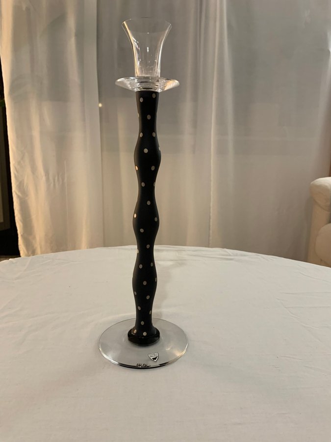 Anne Nilsson Celecte ljusstake svart/silver prickig 37 cm