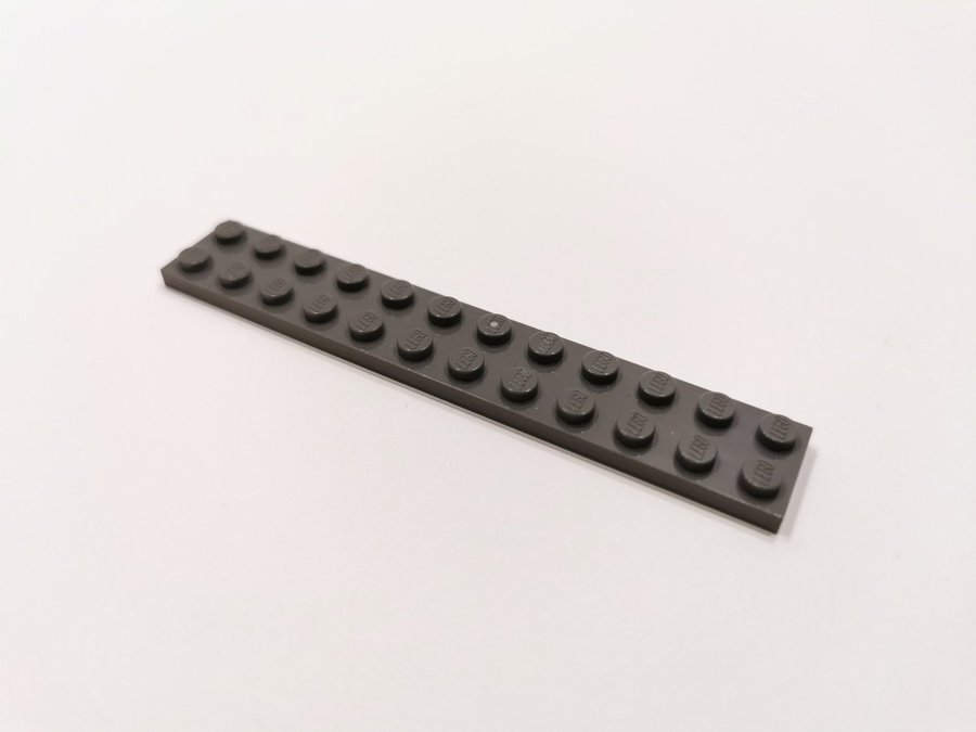 Lego - plate - platt - bas - 2x12 - part 2445 - mörkgrå (bluish)