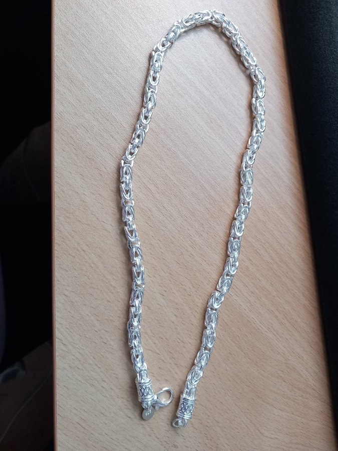 Silverhalsband sterling 925, massivt o vacker länk, silverpläterat 925 stämplat