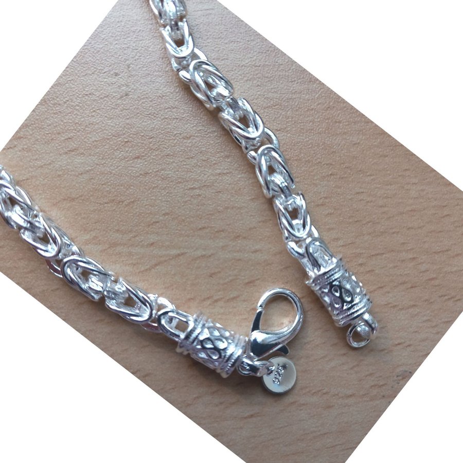 Silverhalsband sterling 925, massivt o vacker länk, silverpläterat 925 stämplat