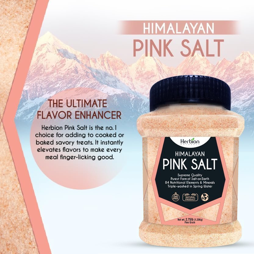 Herbion Himalayan Pink Salt - 1,25 kg burk - finkornigt - GMO-fritt