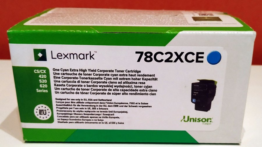 Äkta Lexmark toner Cyan - 78C2XCE - 5000 sidor CS / CX ?420 ?520 ?620 ?Series ??